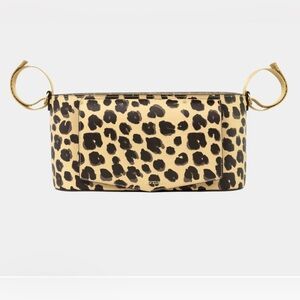 TWELVELITTLE: PEEK-A-BOO VEGAN LEATHER STROLLER CADDY IN LEOPARD